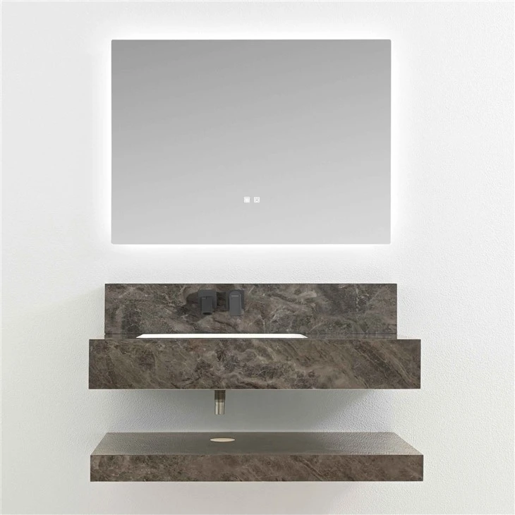 Dark Brown Net Pattern Sintered Stone Bathroom Vanity